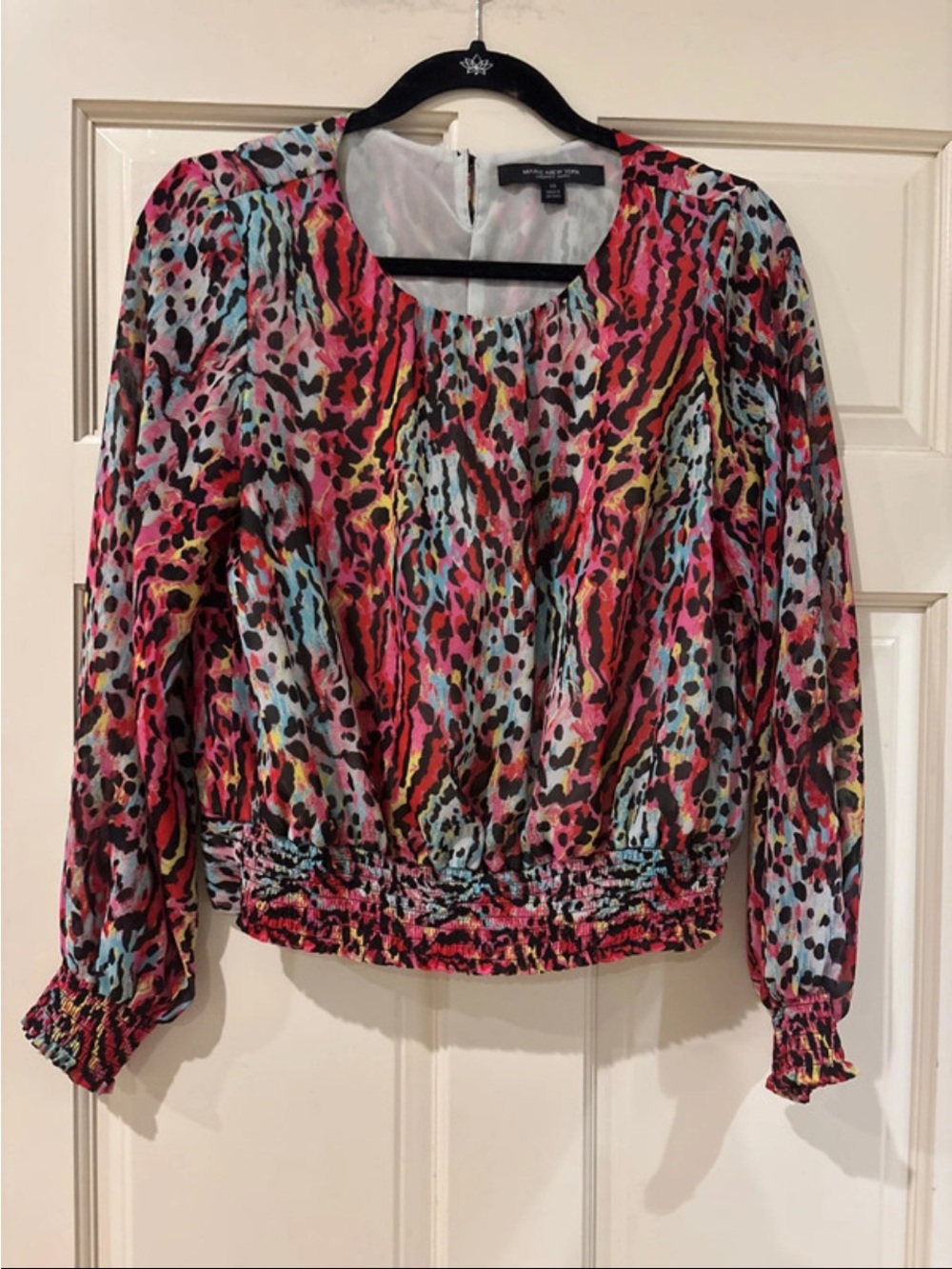Marc New York Multicolor Animal Print Long Sleeve Blouse
